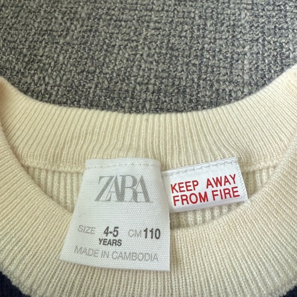 Zara Toddler Striped Navy and Cream Sweater Dress NWOT Size 4T - Picture 4 of 7